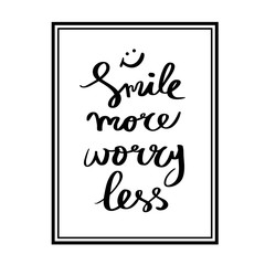 Calligraphy Smile more hand brush lettering inspirational poster 