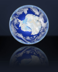 Antarctica on globe
