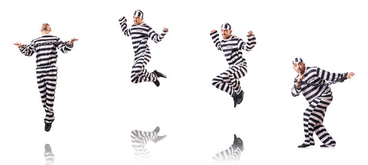 Convict criminal in striped uniform