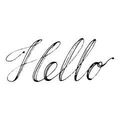Hand drawn vector lettering. word Hello by hand. Isolated vector illustration. Handwritten modern calligraphy. Inscription for postcards, posters, prints, greeting cards.