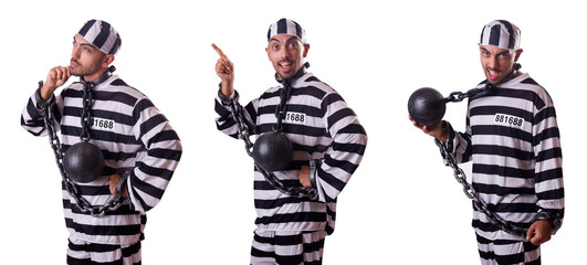 Prison inmate isolated on the white