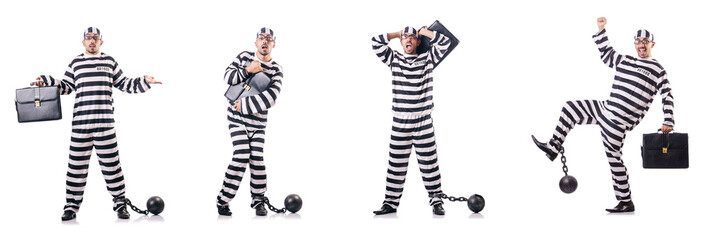 Convict criminal in striped uniform