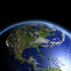 Fototapeta premium Central and North America from space