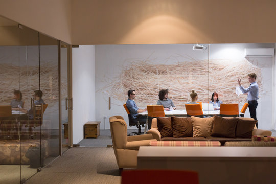 Business Team At A Meeting at modern office building