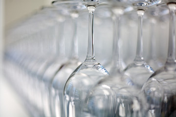 Wine glasses on a bench