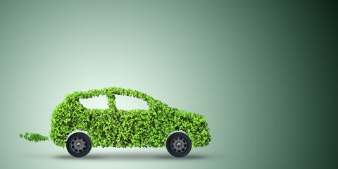 Electric car concept in green environment concept - 3d rendering © Elnur