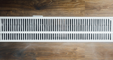 heating radiator at home, top view