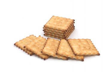 Dry biscuits on white background