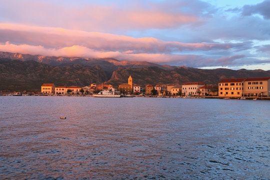 Dramatic sunset near the town of Vinjerac, Dalmatia, Croatia 