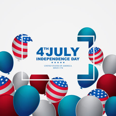 isolated happy independence day with balloon
