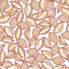 Hand drawn pasta conchiglie seamless pattern. Background for restaurant or food package design