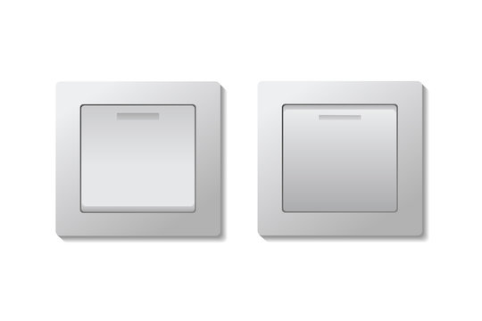 Vector realistic isolated set of toggle light switches on/off for decoration.