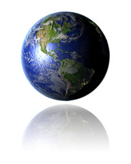 Americas on globe