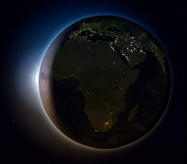 Fototapeta na wymiar Africa from space at night
