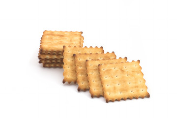 Crackers on a white background
