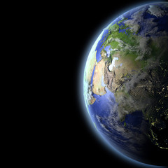 Central Asia from space in the evening light