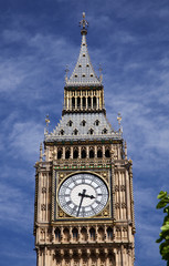 Fototapeta na wymiar close up of Big Ben Clock Tower Against Blue Sky England United Kingdom