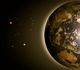 East Asia and Australia from space at dawn