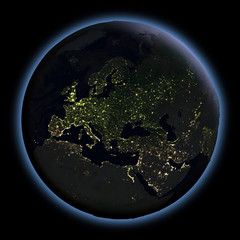 Europe from space at night