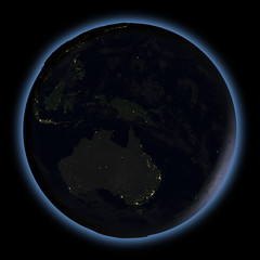 Australia from space at night