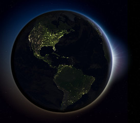 Americas from space at night