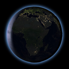 Africa from space at night