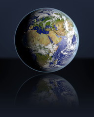 Globe facing EMEA region in dark