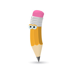 Pencil with eyes. A pencil on white background. Illustration Vector