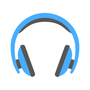 Vector flat illustration isolated blue headphones icon on white background