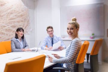 Business Team At A Meeting at modern office building