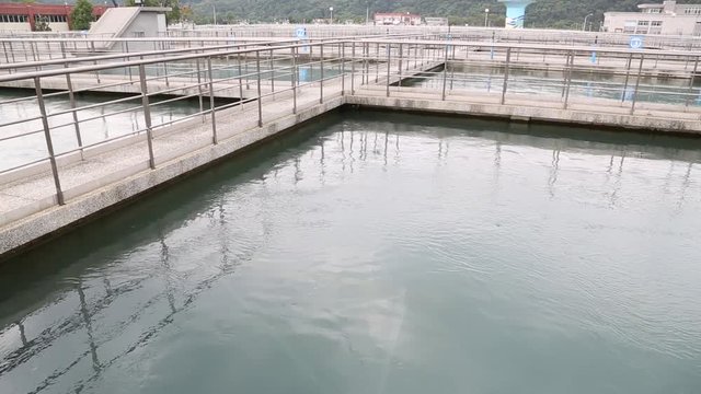 Taipei, Taiwan-05 December, 2015: Flocculation basin process in a water treatment plant located in Taipei, northern Taiwan.