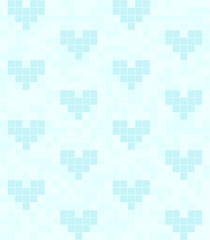 vCyan heart pattern. Seamless vector square background