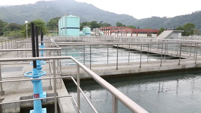 Taipei, Taiwan-05 December, 2015: Flocculation basin process in a water treatment plant located in Taipei, northern Taiwan.