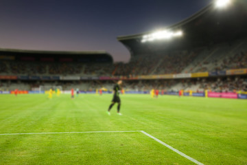 evening stadium arena soccer field defocused background