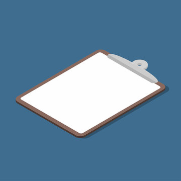 Isometric Clipboard With Empty Page. Business Clipboard Icon