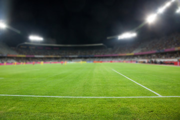 evening stadium arena soccer field defocused background
