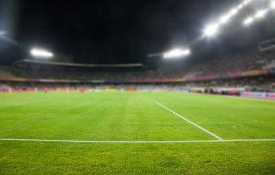 evening stadium arena soccer field defocused background