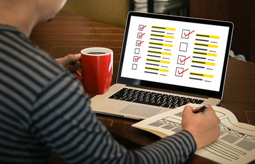 businessman SURVEY and Results Analysis Discovery Concept