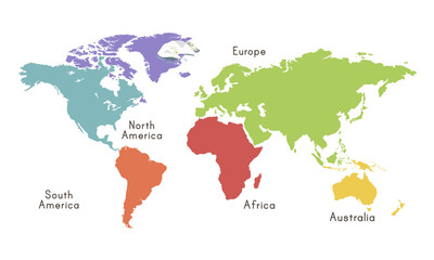 Plakat World Continent Map Location Graphic Illustration