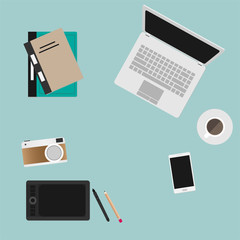 Flat Design Workspace graphic design Management Vector illustration