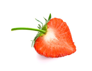 Half of strawberry isolated on white background