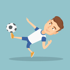 Fototapeta na wymiar Soccer player kicking a ball vector illustration.
