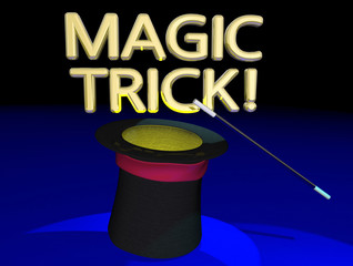 Magic Trick Hat Wand Magician Big Show Act 3d Illustration