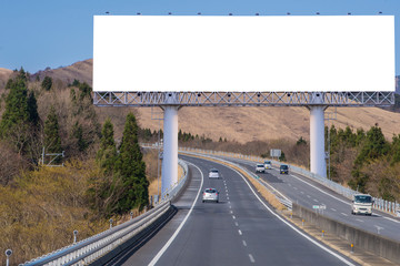 billboard blank on countryside road for advertising background