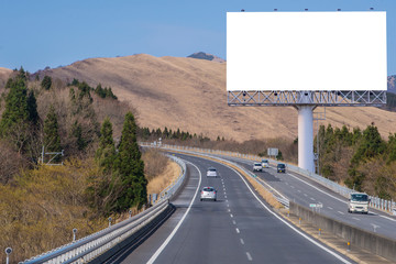 billboard blank on countryside road for advertising background