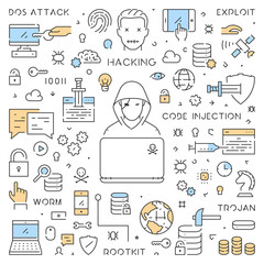 Vector line web concept for hacking.