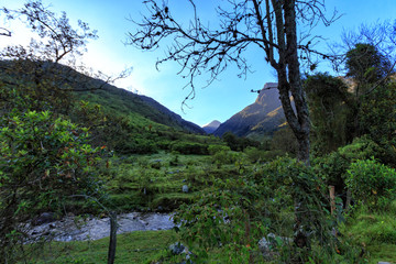 A small stream leading up to the Los Nevados National Park near Salento, Colombia.