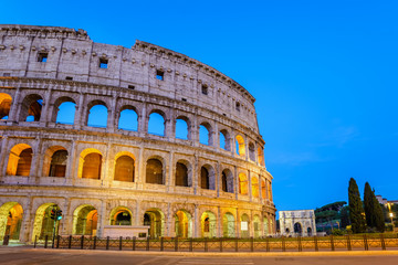 Naklejka na ściany i meble Rome Colosseum (Roma Coliseum) at night, Rome, Italy