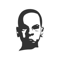 Old lady head silhouette. Face front view.