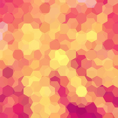 Fototapeta na wymiar Background made of yellow, orange, pink, red hexagons. Square composition with geometric shapes. Eps 10